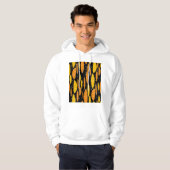 Atomic, schwarz-orange geometrisches Muster. Hoodie (Vorne ganz)
