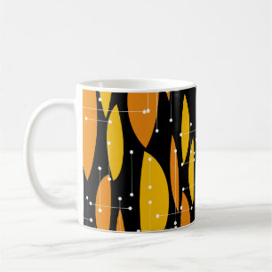 Atomic, schwarz-orange geometrisches Muster. Kaffeetasse