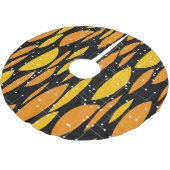 Atomic, schwarz-orange geometrisches Muster. Polyester Weihnachtsbaumdecke (Schrägansicht)