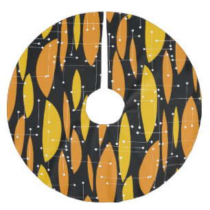 Atomic, schwarz-orange geometrisches Muster. Polyester Weihnachtsbaumdecke