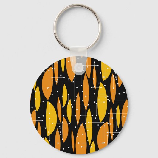 Atomic, schwarz-orange geometrisches Muster. Schlüsselanhänger (Vorderseite)