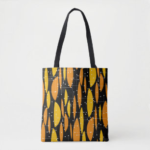 Atomic, schwarz-orange geometrisches Muster. Tasche