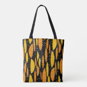 Atomic, schwarz-orange geometrisches Muster. Tasche (Rückseite)