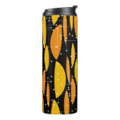 Atomic, schwarz-orange geometrisches Muster. Thermosbecher (Nach links gedreht)