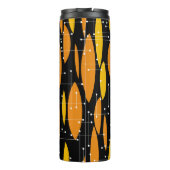 Atomic, schwarz-orange geometrisches Muster. Thermosbecher (Rückseite)