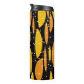 Atomic, schwarz-orange geometrisches Muster. Thermosbecher (Nach rechts gedreht)