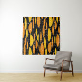 Atomic, schwarz-orange geometrisches Muster. Wandteppich (Beispiel)