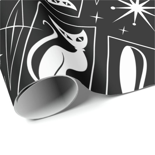 Atomic Star Cat MidCentury Modern Christmas MCM Geschenkpapier (Rolleneckpunkt)