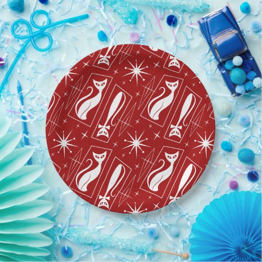 Atomic Star Cat MidCentury Modern Christmas MCM Pappteller (Party)