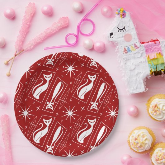 Atomic Star Cat MidCentury Modern Christmas MCM Pappteller (Party)