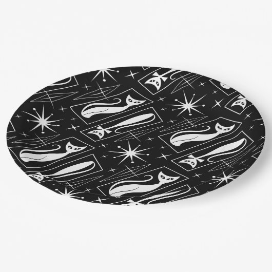 Atomic Star Cat MidCentury Modern Christmas MCM Pappteller (Schrägansicht)