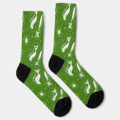 Atomic Star Cat MidCentury Modern Christmas MCM Socken (Rechts)