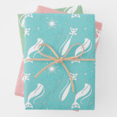 Atomic Star Cat MidCentury Modern Christmas Pastel Geschenkpapier Set (Beispiel)