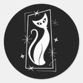 Atomic Star Cool Cat MidCentury Moderne MCM MOD Runder Aufkleber (Vorderseite)