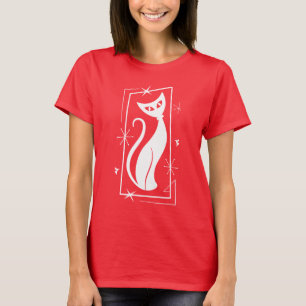 Atomic Star Weihnachtskatze Mitte des Jahrhunderts T-Shirt