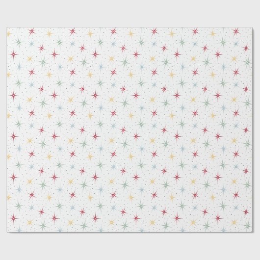 Atomic Starburst and Dots Pattern Midcentury Geschenkpapier (Flach)