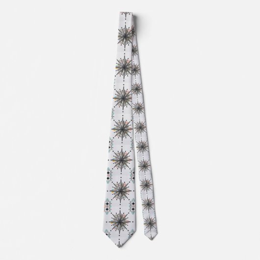 Atomic Starburst Retro Mid Century Modern Krawatte (Vorderseite)