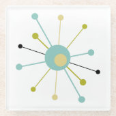 Atomic Sternexplosion Blue Green Yellow Mitte des Glasuntersetzer (Vorderseite)