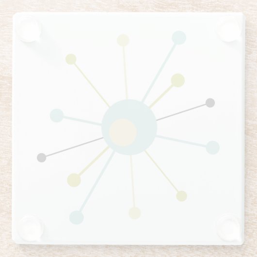 Atomic Sternexplosion Blue Green Yellow Mitte des  Glasuntersetzer (Rückseite)