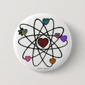 Atomic Valentine Leopard Print Hearts Button (Vorderseite)