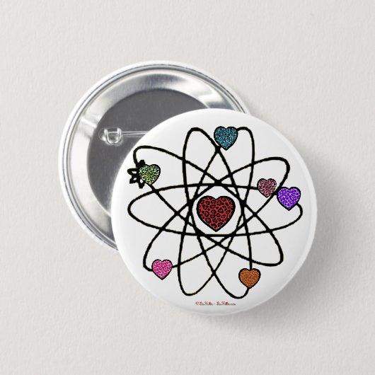 Atomic Valentine Leopard Print Hearts Button (Vorne & Hinten)