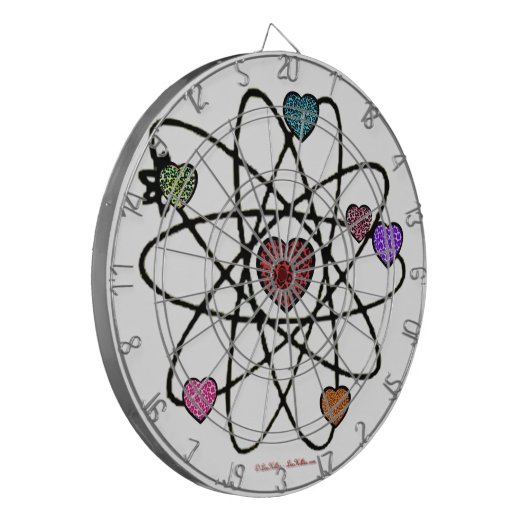 Atomic Valentine Leopard Print Hearts Dartscheibe (Vorderseite Links)