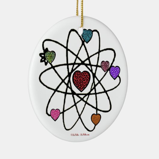 Atomic Valentine Leopard Print Hearts Keramik Ornament (Rechts)