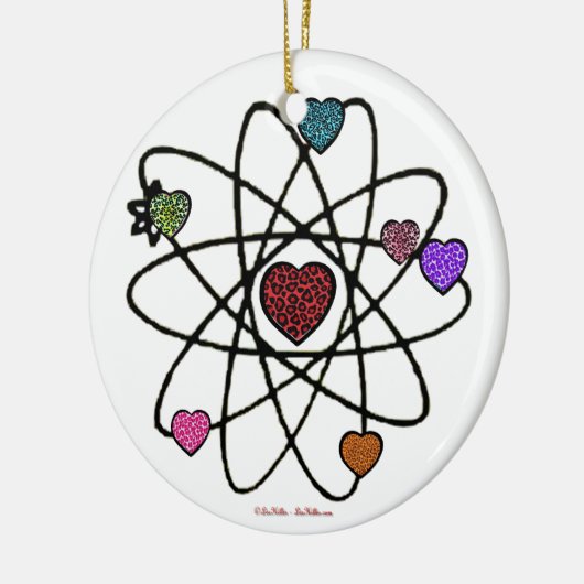 Atomic Valentine Leopard Print Hearts Keramik Ornament (Links)