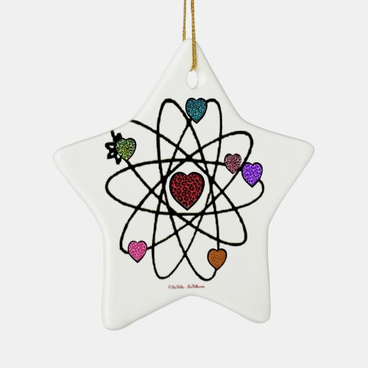 Atomic Valentine Leopard Print Hearts Keramikornament (Rechts)