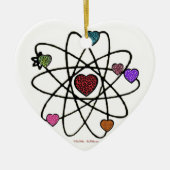 Atomic Valentine Leopard Print Hearts Keramikornament (Vorne)