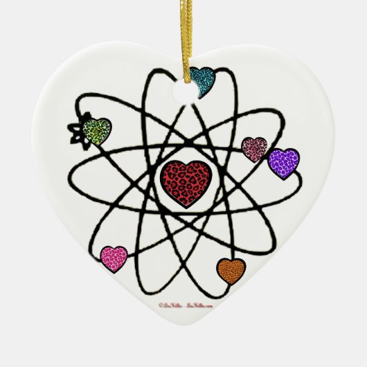 Atomic Valentine Leopard Print Hearts Keramikornament (Vorne)