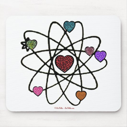 Atomic Valentine Leopard Print Hearts Mousepad (Vorne)