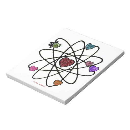 Atomic Valentine Leopard Print Hearts Notizblock (Rotiert)