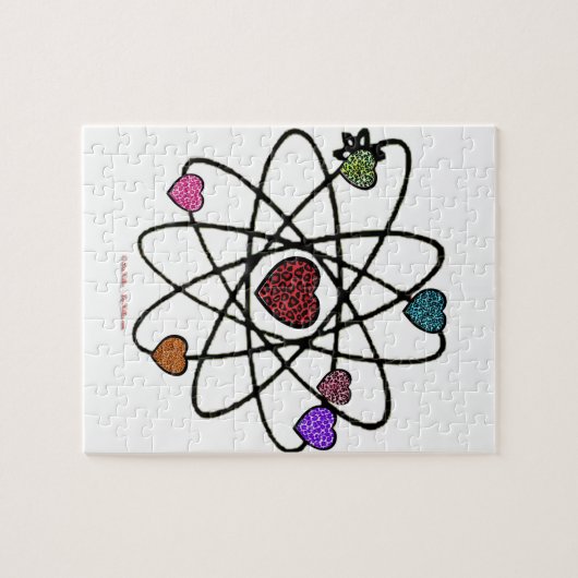 Atomic Valentine Leopard Print Hearts Puzzle (Horizontal)