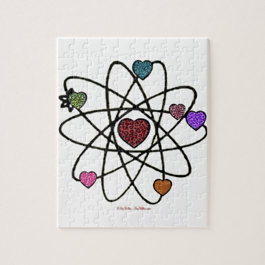 Atomic Valentine Leopard Print Hearts Puzzle (Vertikal)