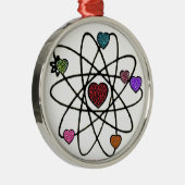 Atomic Valentine Leopard Print Hearts Silbernes Ornament (Rechts)