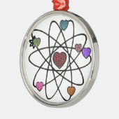 Atomic Valentine Leopard Print Hearts Silbernes Ornament (Links)