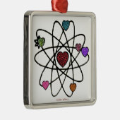 Atomic Valentine Leopard Print Hearts Silbernes Ornament (Rechts)