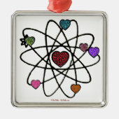 Atomic Valentine Leopard Print Hearts Silbernes Ornament (Vorne)