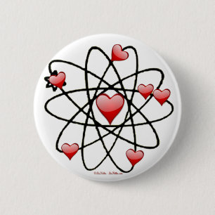 Atomic Valentine Red Hearts Button