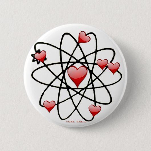 Atomic Valentine Red Hearts Button (Vorderseite)