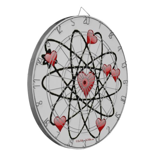 Atomic Valentine Red Hearts Dartscheibe (Vorderseite Links)