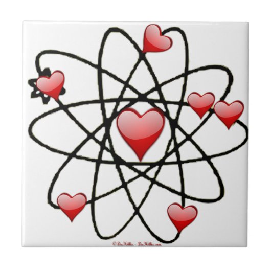 Atomic Valentine Red Hearts Fliese (Vorderseite)