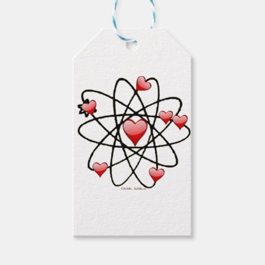 Atomic Valentine Red Hearts Geschenkanhänger (Vorderseite)