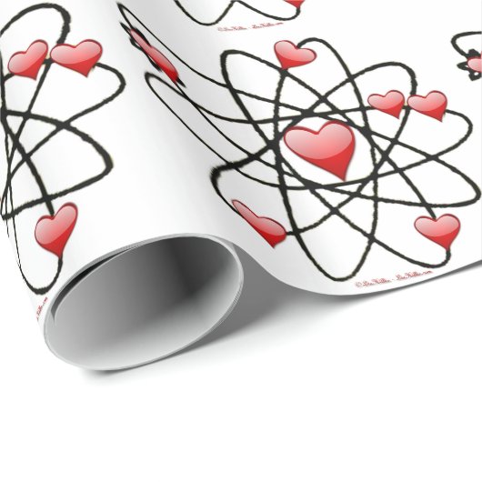 Atomic Valentine Red Hearts Geschenkpapier (Rolleneckpunkt)