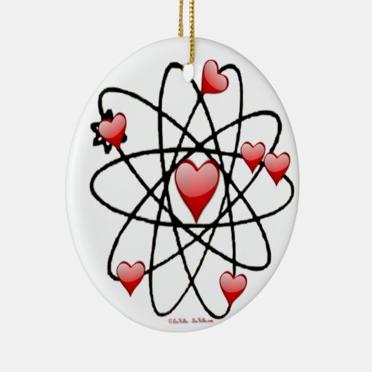 Atomic Valentine Red Hearts Keramik Ornament (Rechts)