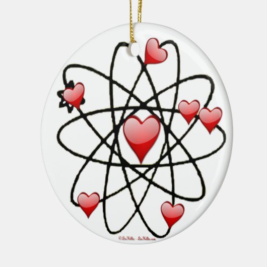 Atomic Valentine Red Hearts Keramik Ornament (Links)