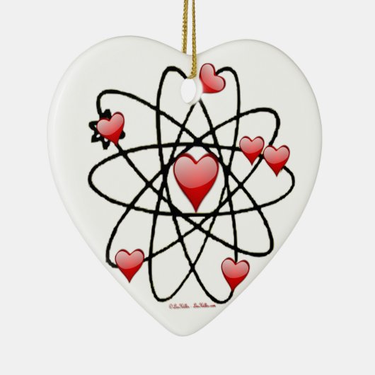 Atomic Valentine Red Hearts Keramikornament (Rechts)