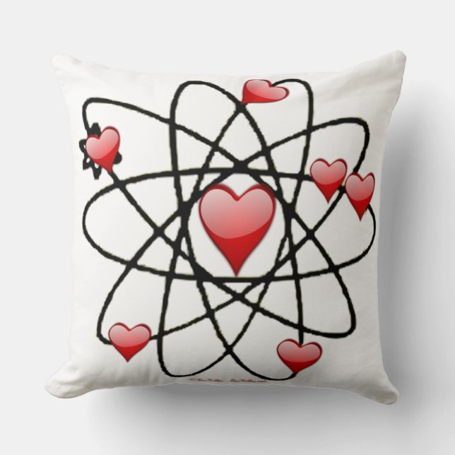 Atomic Valentine Red Hearts Kissen (Vorderseite)