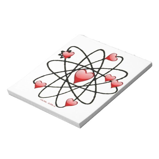 Atomic Valentine Red Hearts Notizblock (Rotiert)